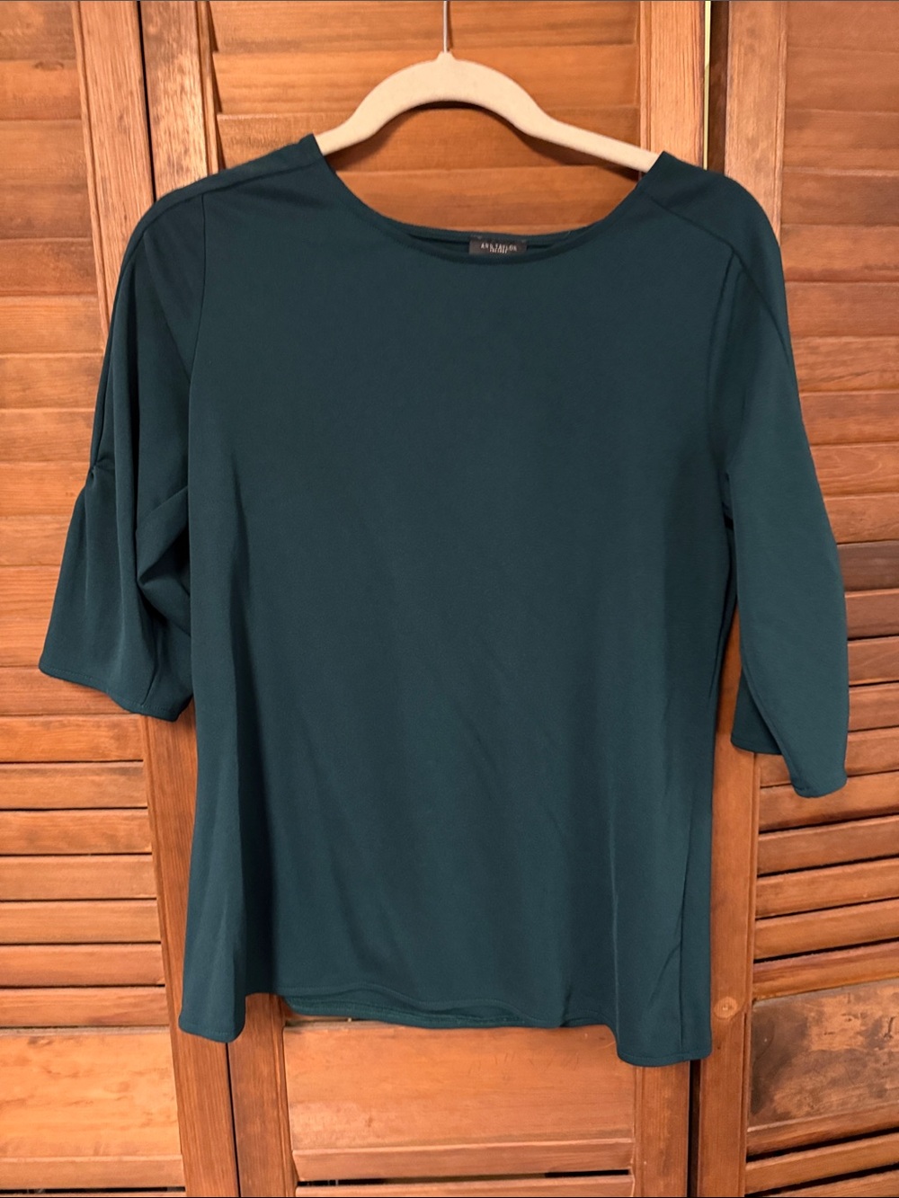 Ann Taylor Factory Teal Short Sleeve Crewneck Top